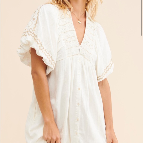 Free people Samantha Shirtdress in Ivory Combo - Picture 4 of 7